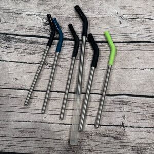 Lot of 6 Klean Kanteen Metal Straws With Silicone Spouts